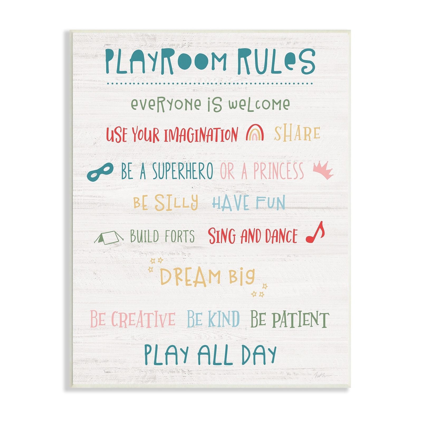 Stupell Grey Kids Playroom Rules Motivational Sign 13 x 19