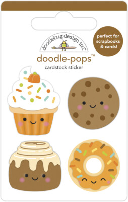 Doodlebug Stickers Doodle-pop 3D Fall Treats Cinnamon Bun Cupcake Cookie Donut
