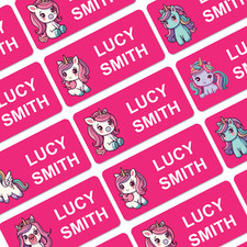 Unicorn Colour Stick on Clothing Name Labels Clothes School Uniform Care Home