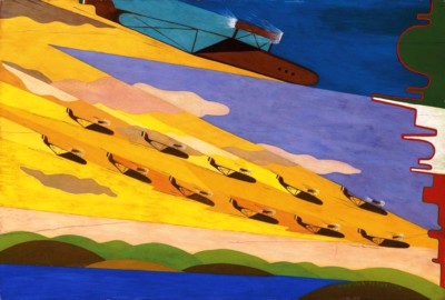 Arrival of the Flock Art Print Giulio D Anna c1931 Italian Futurism Aviation