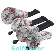 UK Flag and Skull Golf 1 3 5 UT Cover Driver Fairway Wood Hybrid Club Head Cover