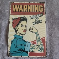 8"X12" Metal Sign Man Cave Garage Bar Gas Station Wall Art Women At Work