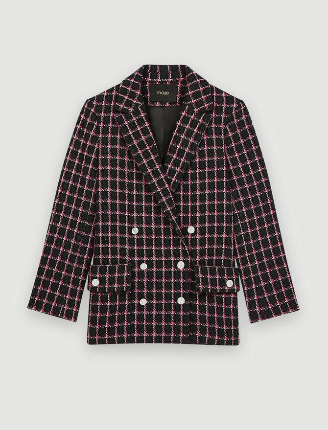 Maje check best sale jacket