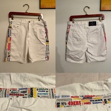 Vtg 90  s Steel Brand White Denim NFL Shorts Wm 14-VINTAGE FIT 5 Pocket USA Made