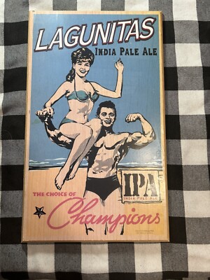 Lagunitas IPA Wood Beer Sign. Good Condition. 12x19 Inches. VERY RARE