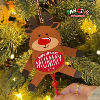 Personalisierter tanzender Rentier Christbaumschmuck Namen beliebiger Name Holz A-Z
