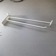 White Slatwall hooks- GREAT Condition Sold as (LOT of 8 pack) has sign holder