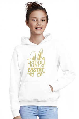Spring Happy Easter Bunny Ears Paw Print Youth Girls Hoodie Sweatshirts Kids - Picture 4 of 7