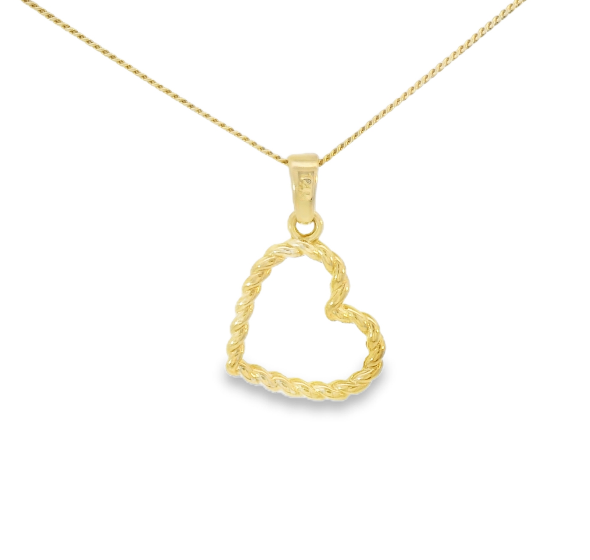 14K Solid Gold Heart Pendant Twisted Charm, Love, Romantic Necklace, Gift