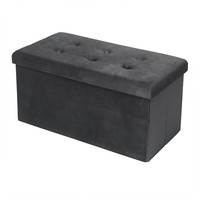 Sitzhocker Samt SitzwüRfel Mit Aufbewahrungsbox Ottoman Sitztruhe Sitzbox Grau