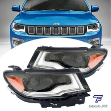 LED DRL Projector For 2017-2021 Jeep Compass HID/Xenon Headlights Assembly Pair