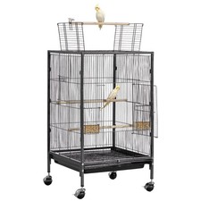 Bird Cage, 18 x 18 x 30 inch, Open Flat Top, Wrought Iron Bird Flight Cage