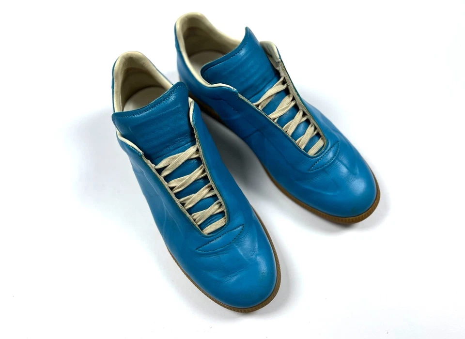 Auténticas zapatillas bajas de cuero azul réplica MAISON MARGIELA GAT para hombre talla 45 US12 Foto 2 de 4