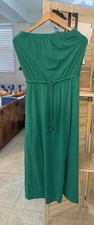 GAP Green Strapless Maxi Dress Small Cotton Modal Drawstring Waist