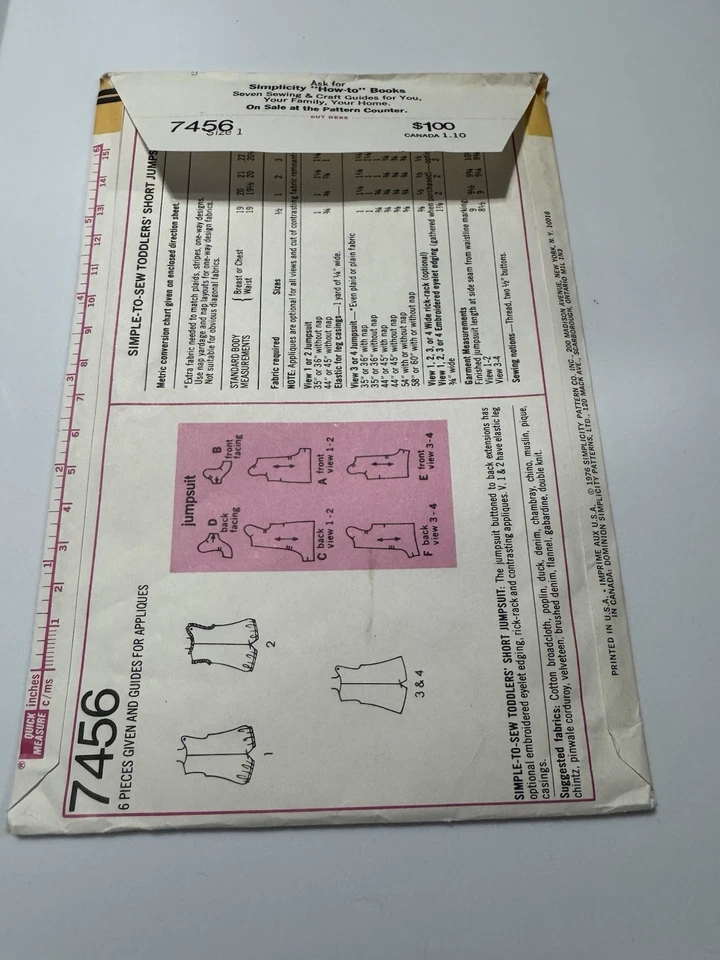 VTG Simplicity Pattern 8216 Girls Pants & Pullover Top Size 4 Kids UNCUT:FF - Image 2 of 4