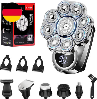 Glatzen Rasierer Herren Elektrisch 9D Skull Shaver   Nass & Trocken Kopfrasierer