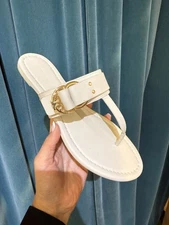Tory Burch Selby Thong Sandal, Light Cream, 163553