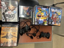 Sony PlayStation 2 Slim Console Bundle Silver with 2 Controllers, Cords & Game