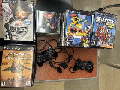 Sony PlayStation 2 Slim Console Bundle Silver with 2 Controllers, Cords & Game