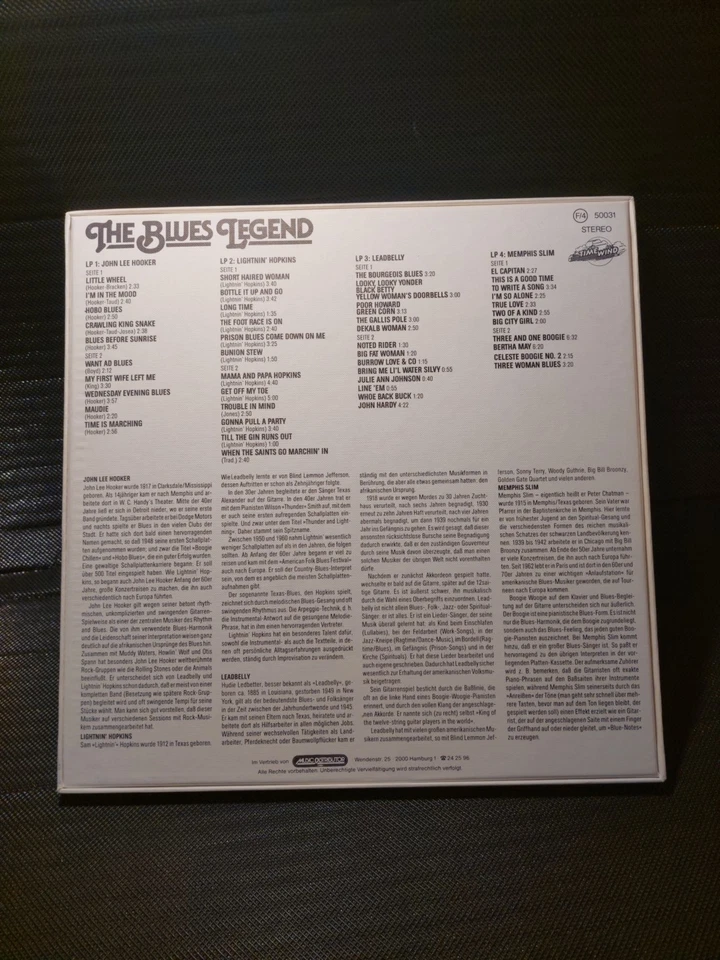 The Blues Legend - John Lee Hooker - Lightnin' Hopkins GER 4LP BOX ' M/NM - Bild 2 von 4