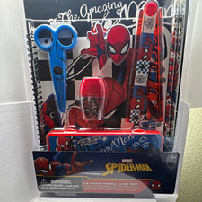 Marvel Spider-Man 10-Piece Pencil Case Set w/ Scissors  Accessories