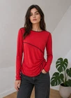 Rocco Barocco Luxury Women's Red Blouse Top Size 42 Made in Italy