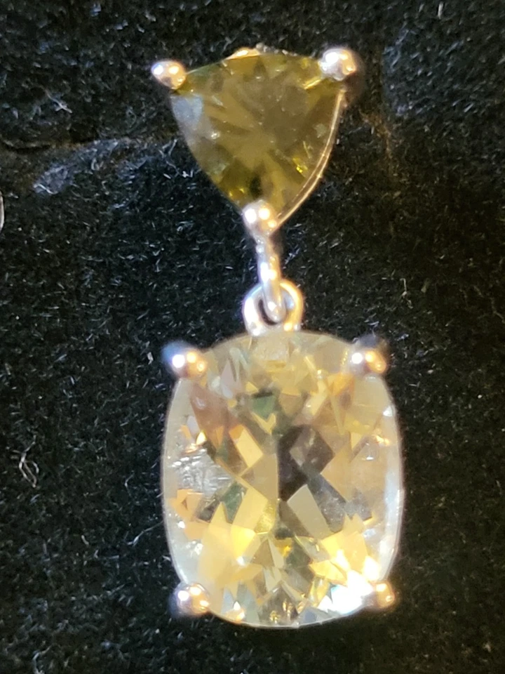 Deslumbrantes Brincos Prasiolita e Morganita Drop Post, 925/SS, NOVO NA CAIXA - Imagem 3 de 4