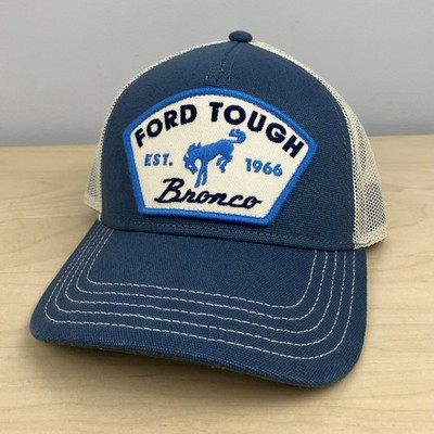 American Needle Ford Tough Bronco Mesh Snapback Trucker Hat Blue Patch Logo