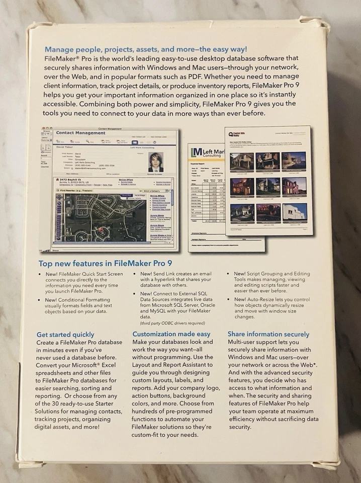 FileMaker Pro 9 Upgrade 5-User License Pack (2-Disc Box Set) Complete - Image 2 of 4