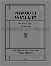 1934 Plymouth Illustrated Parts Book Catalog Manual 34 Master Pe Pex Pf Pfx Pg