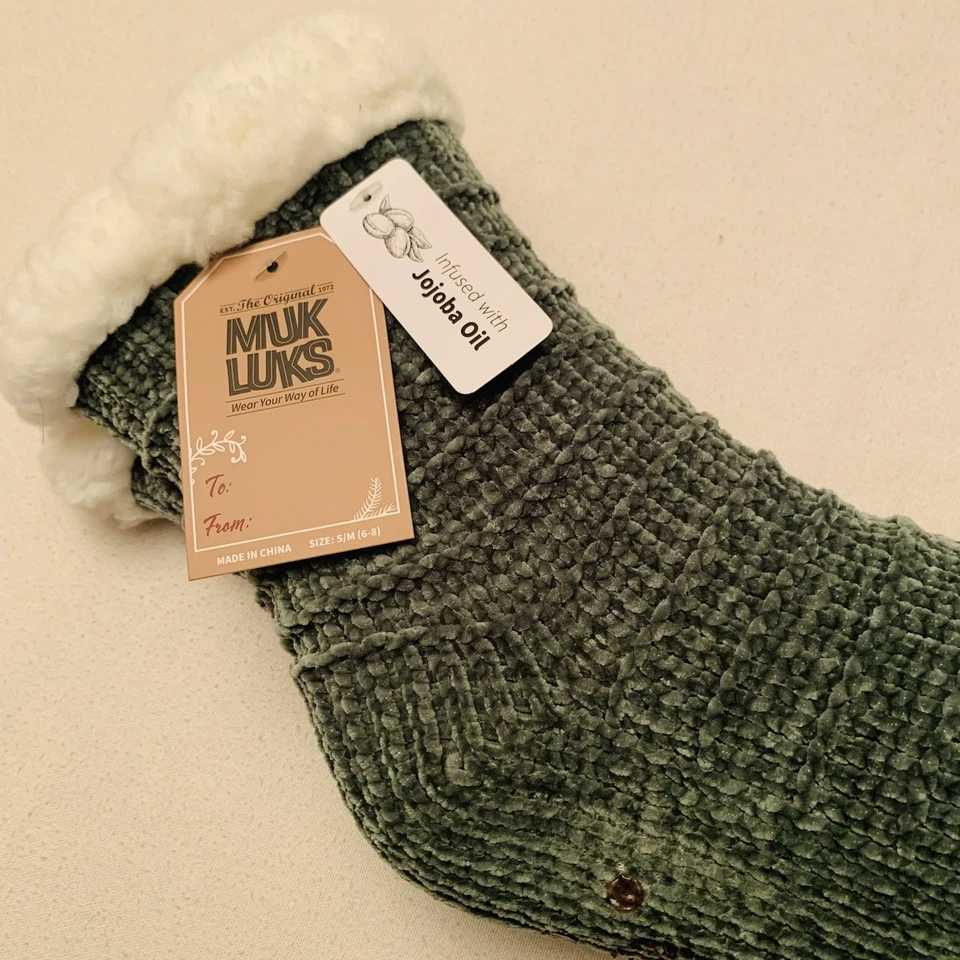 Calcetines de cabina Muk Luks Zapatilla para mujer S-M 6-8 verde claro forrados Sherpa antideslizantes Foto 4 de 4