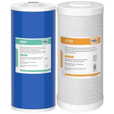 2 Stage 10''x4.5'' KDF CTO Carbon Water Softener Filter Whole House Replacement