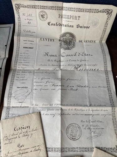 Document 19eme Frédéric Kursner Héraut De Genève Généalogie Passeport Suisse - Foto 2 di 23