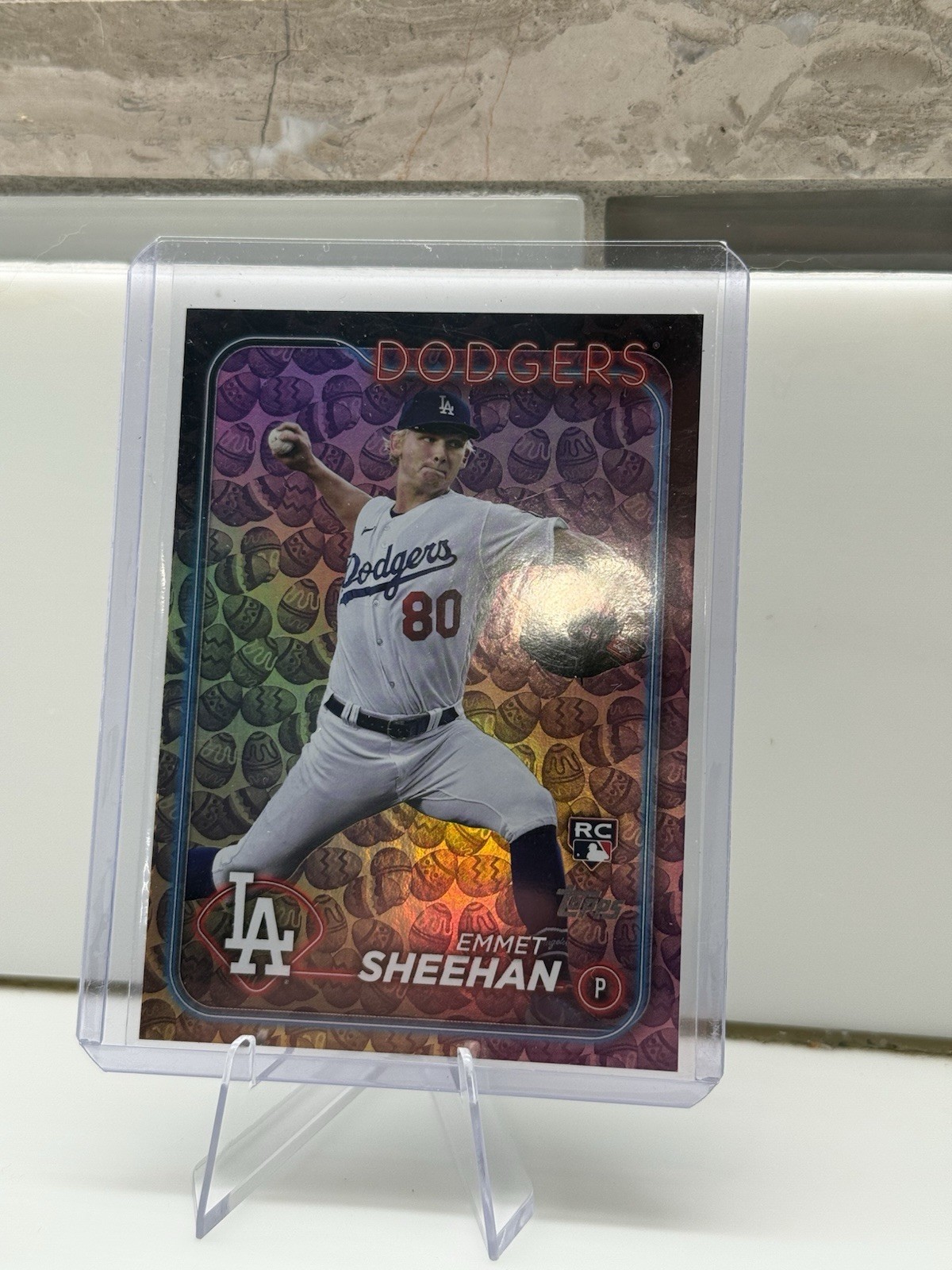 Emmet Sheehan 2024 Topps Series 1 -  RC #283 Easter Egg Holiday Foil (RC)