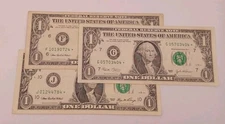 Three Assorted Series $1 Federal Reserve Star Notes Green Seals 