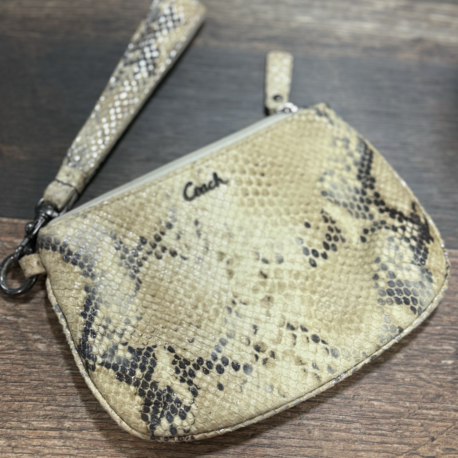 COACH Python Embossed Snakeskin Medium Wristlet C… - image 1