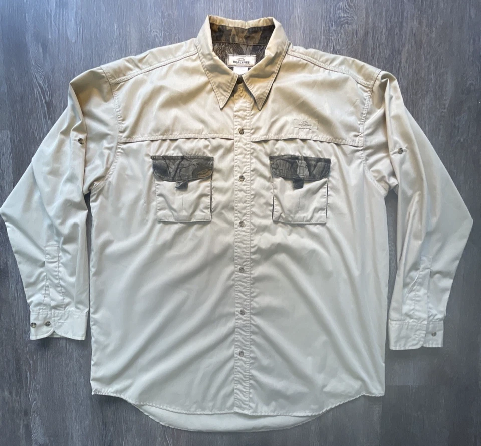 Camisa Camuflada RealTree Para Hombres 2-XL Manga Larga Marrón Camuflaje Caza Aire Libre Foto 3 de 4
