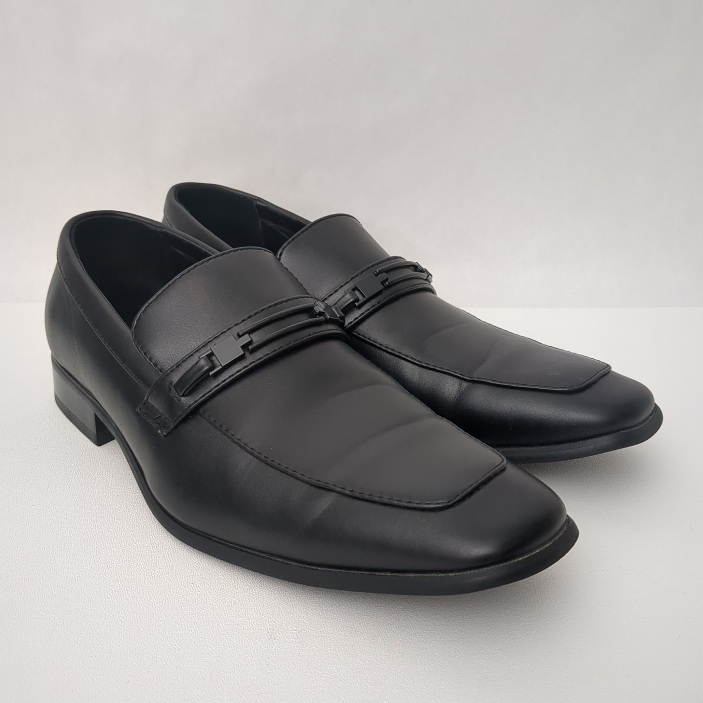 Perry Ellis Portfolio Randle Men's 10.5 Black Oxford Square Toe Shoes 