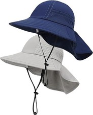 Toddler Baby Sun Hat Kids Summer Beach 2-7 Years, 2 Pack Grey  Navy 