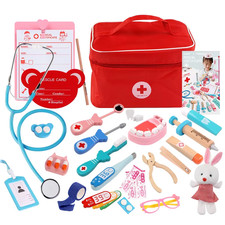 Children's Wooden Doctor Nurse Play Set Role-Playing Medicine Box Toy Gift
