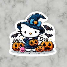 Kitty cat, Cute Kawaii Pink Halloween Hello Adorable Glossy Vinyl sticker, Decal