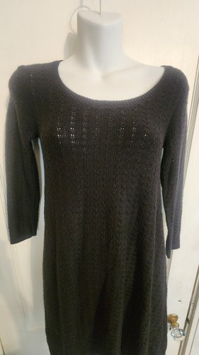 American Eagle Mini Sweater Dress Women Medium Soft & Sexy Black Ribbed Flowy - Picture 3 of 7
