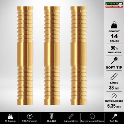     Dart Darts Barrel Barrels Griffstück Soft 90% Tungsten 38x6,35 mm 14g 14 gr