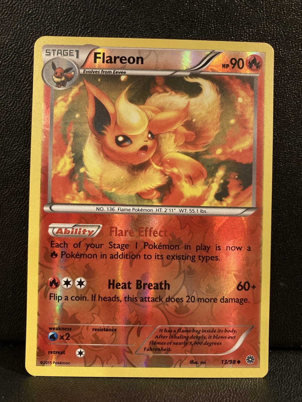Flareon 13/98 -XY Ancient Origins 2013-Reverse Holo TCG Pokemon Card LP