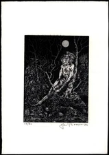 Boomers, Jan: Scene in the Woods. 1982. Signed Original Etching.