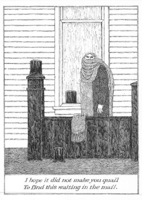 Edward Gorey artist drawn I hope id did not make you qual POEM Postcard 4x6 NC23