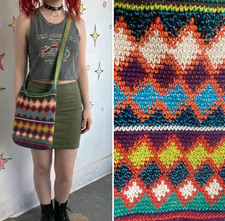 90s Handmade Crochet Knit Purse Boho Fairy Grunge Cottagecore Rainbow Bag