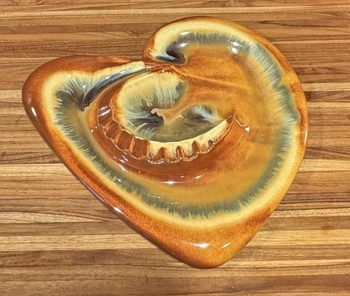 VTG Royal Haeger MCM Atomic  Ashtray Briar Agate #126 Orange Grey Rust Cream