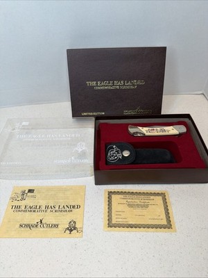 Schrade Commemorative Scrimshaw Knife The Eagle Has Landed Apollo 11