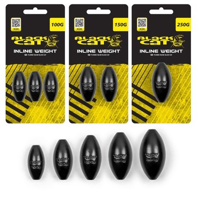 Black Cat Inline Weight Inlinebleie Waller Gewichte Blei Wels Angeln 100g-300g